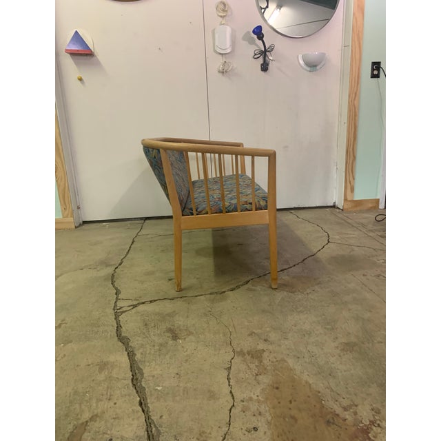 1970s Mid-Century Modern Solid Wood Spindle Back Loveseat For Sale In New York - Image 6 of 14