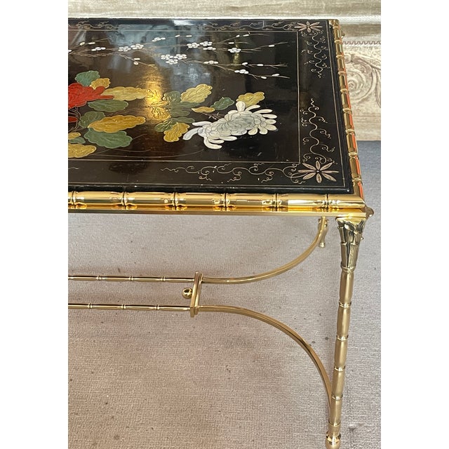 French Maison Bagues Bronze & Lacquer Coffee Table For Sale - Image 15 of 16