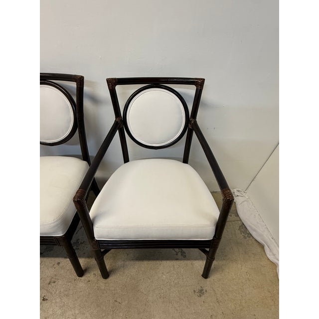 McGuire Brown Leather Wrapped Bamboo Dining Chairs - Set of Six For Sale - Image 14 of 18