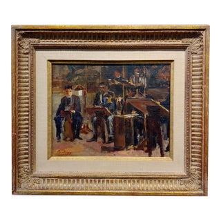 Philharmonic Orchestra - Expressionist Oil Painting -C1950s For Sale
