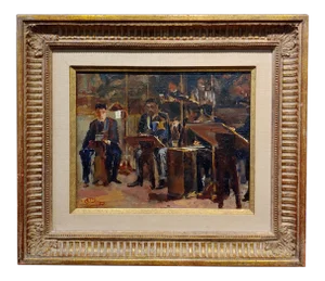 Philharmonic Orchestra - Expressionist Oil Painting -C1950s