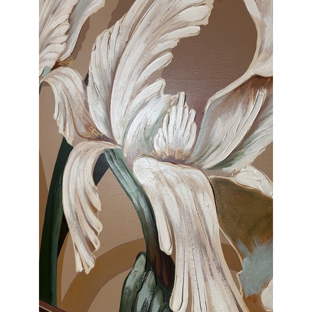 Mid 20th Century Vintage 1970s Mid Century Floral XL Painting For Sale - Image 5 of 6