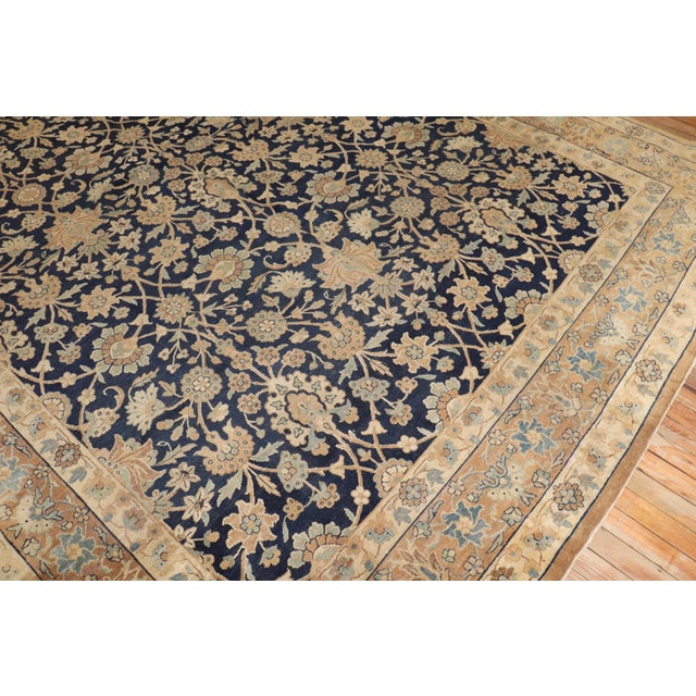 Brown Antique Zabihi Collection Blue Formal Kerman Rug - 8' x 12'11" For Sale - Image 8 of 12