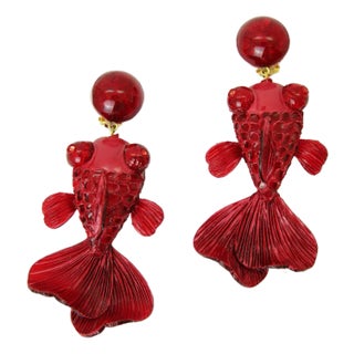 KOÏ, Pendant earrings, Red, Stud For Sale