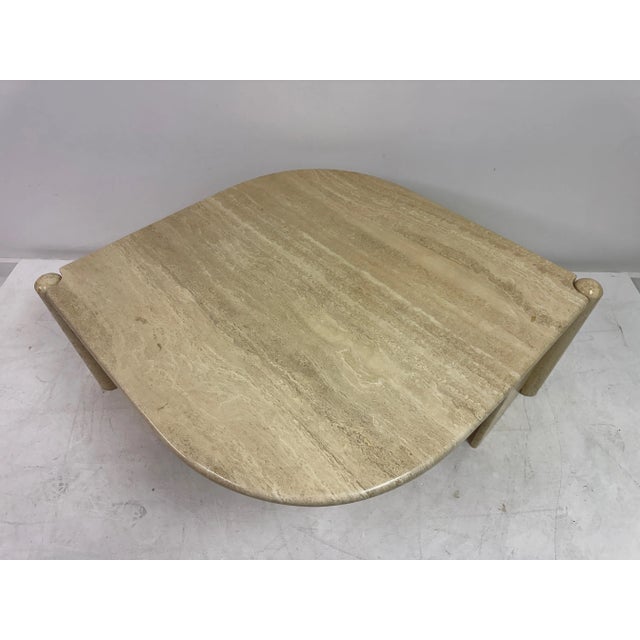 Eye-Shaped Travertine Coffee Table, 1980s For Sale - Image 12 of 14
