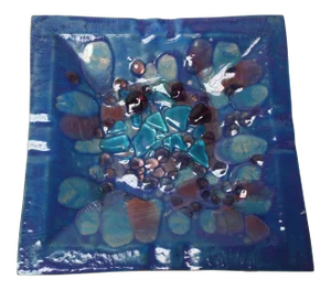 1960s Myrna Eaton Blue Enamel on Copper Dish