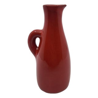 Vintage French Ceramic Bottle in Red by Robert Picault for Vallauris, 1950 For Sale