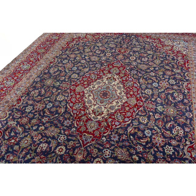 Kashan Oriental Rug in Wool For Sale - Image 5 of 13