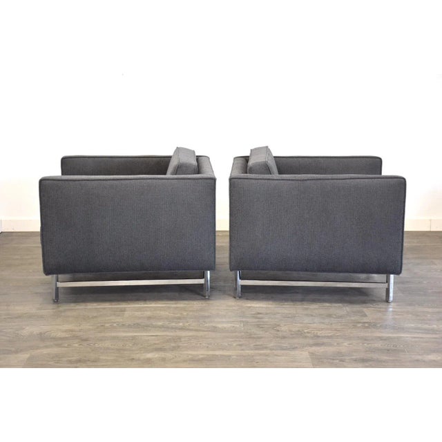 1960s Grey & Chrome Vintage Cube Lounge Chairs - a Pair For Sale - Image 5 of 9
