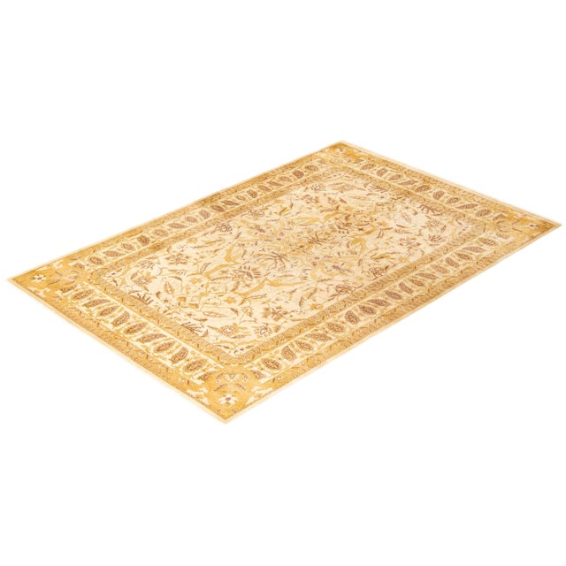 Ivory Vintage Moroccan Hand Knotted Wool Area Rug, Ivory - 6'1" X 9'3" For Sale - Image 8 of 9