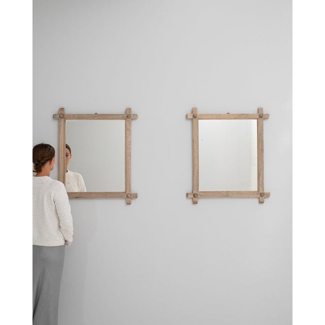 Mid 20th Century Mid 20th Century France Tan Wood Mirror For Sale - Image 5 of 9