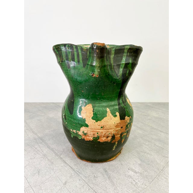 Rustic Antique Green Glaze Jug For Sale - Image 3 of 12