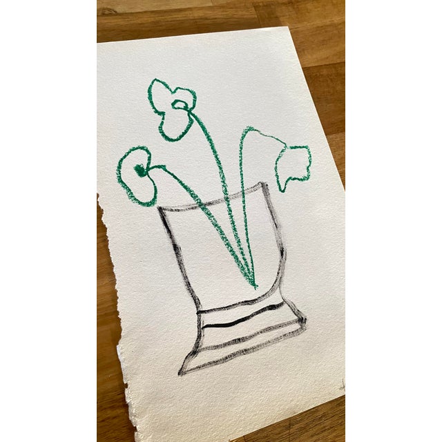 “Una Base De Flores” No. 1 Oil Pastel on Paper For Sale - Image 4 of 4