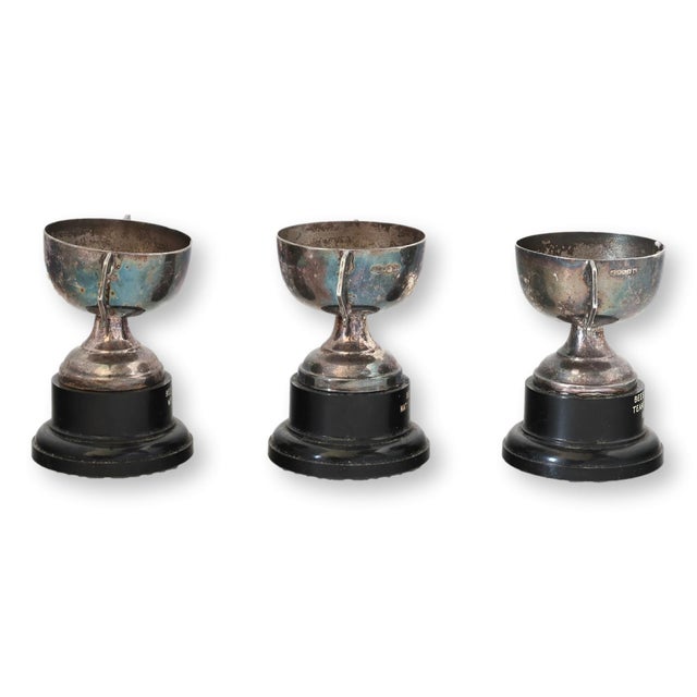 A delightful set of three miniature British silverplate sailing trophies awarded by Beeston Sailing Club during the 1960s....