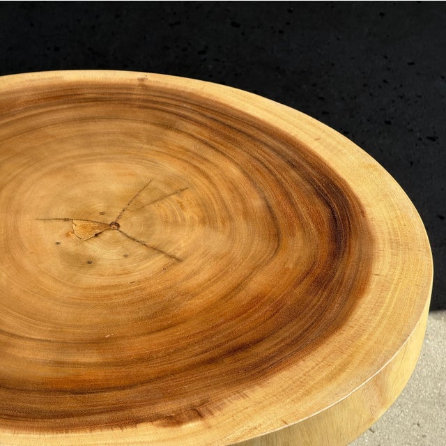 Coffee Table in Suar Wood with Central Pedestal Base and Spheres For Sale - Image 12 of 13