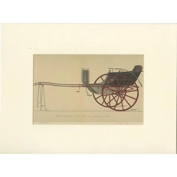 Antique print titled 'Colored Plate No. V Village Cart (\.)'. Original print of a two wheeled village cart. This print...