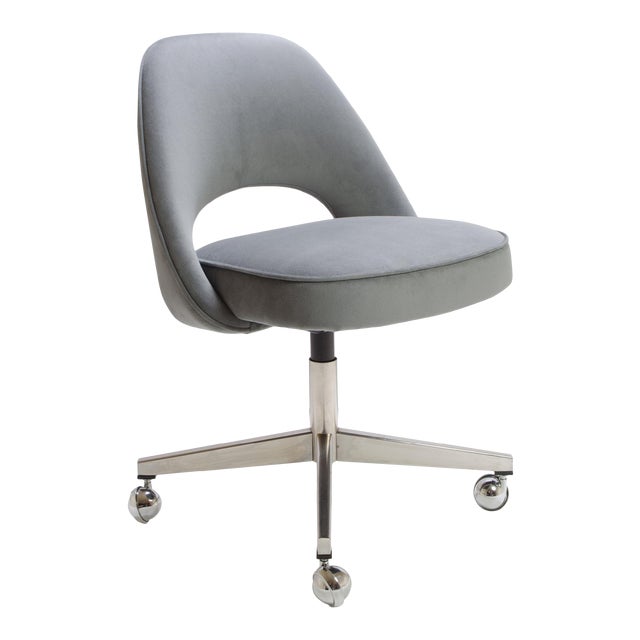 Saarinen Executive Armless Chair in Gray Moleskin, Swivel ...