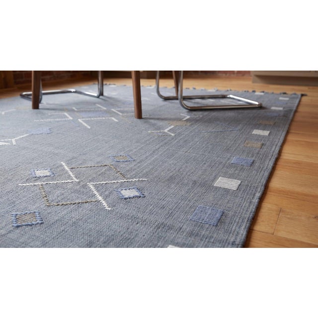 4x6 Gray Flat Weave Wool Diamond Constellation Geometric Modern Carpet Rug For Sale - Image 10 of 15