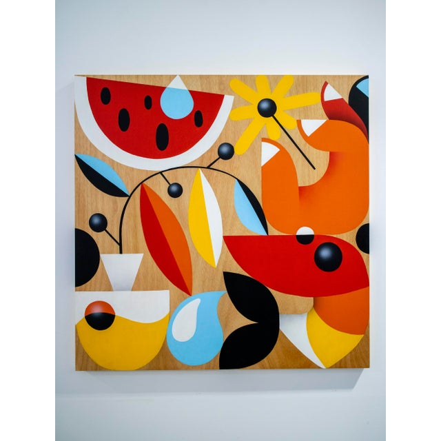 Original acrylic on wood panel by the Spanish artist Rubén Sánchez, who works also as Zoonchez. A watermelon slice and a...