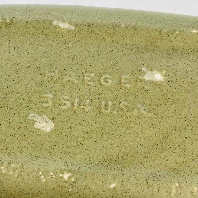 Green Haeger Speckled Green Rectangular Pottery Serving Tray For Sale - Image 8 of 8