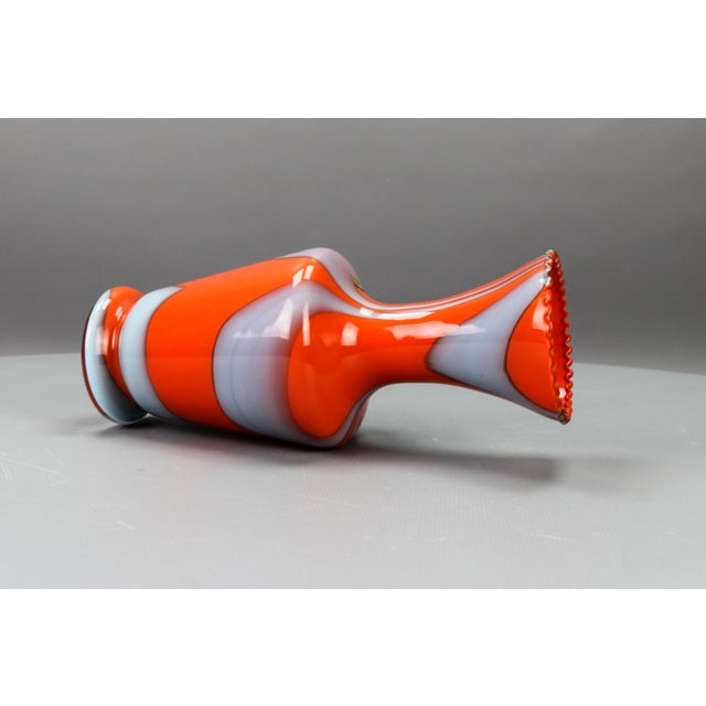 Italian Opaline Florence Glass Vase in Red and Grey, 1970s For Sale - Image 13 of 15