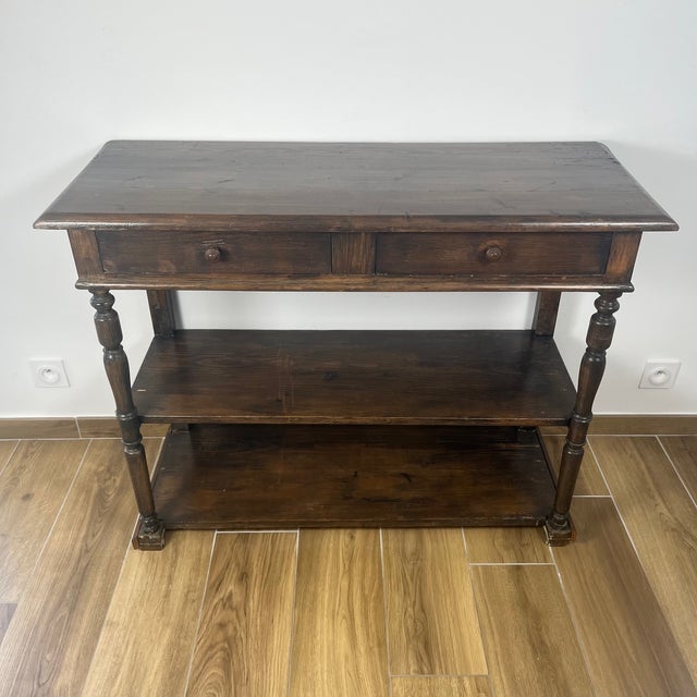 Brown Vintage Wood Console Table, 1920s For Sale - Image 8 of 18