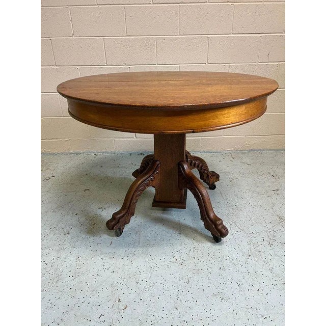 19th Century Tiger Oak Round Dining Table. For Sale - Image 4 of 11