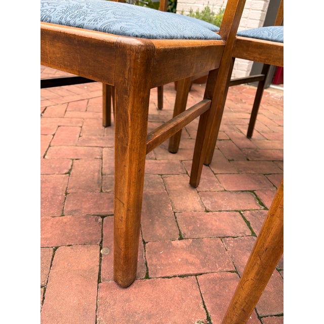 Blue Mid 20th Century Polish Beech Dining Chairs For Sale - Image 8 of 9
