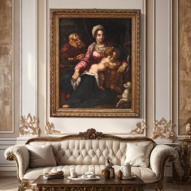 Tuscan School Artist, Holy Family, 1570, Oil on Canvas, Framed For Sale - Image 12 of 16