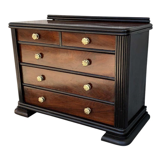 French Art Deco Chest of Drawers With Ebonized Base and Columns For Sale