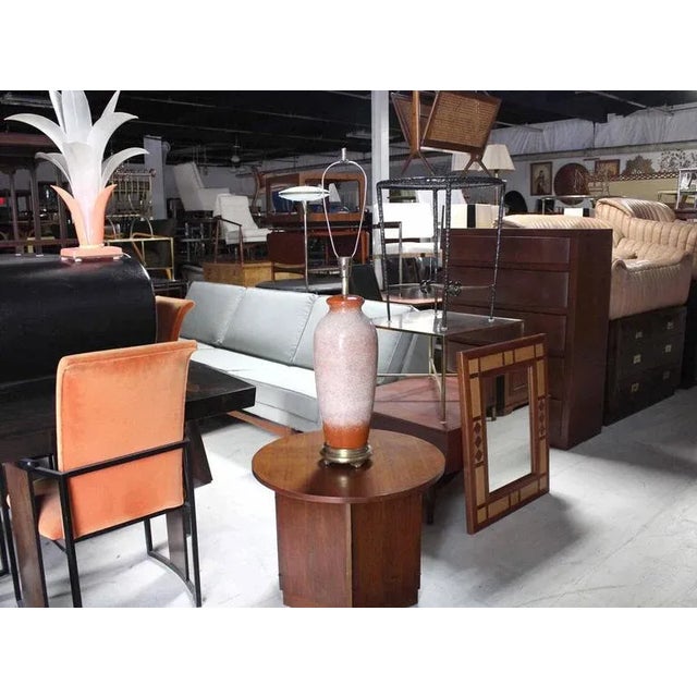 Brass Base Glassed Pottery Art Table Lamp For Sale - Image 4 of 7