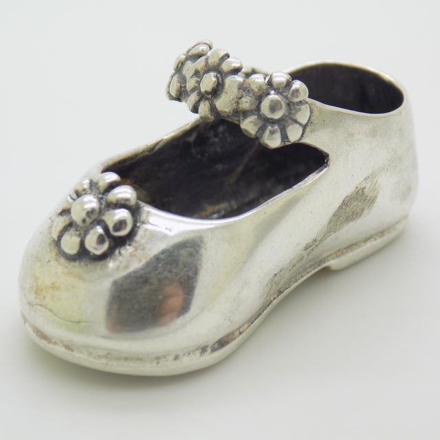 Italian Vintage Italian Handmade Genuine Sterling Silver 925 Child Shoe Miniature Figurine For Sale - Image 3 of 12
