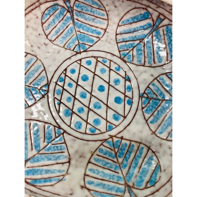 Mid-Century Modern Circa 1960s Blue and White Attributed to Bitossi Pottery Ashtray Vessel Made in Italy For Sale - Image 3 of 7