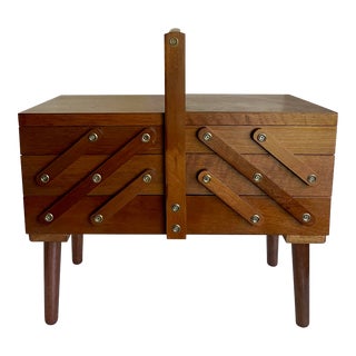 Expanding Sewing Basket Wood For Sale