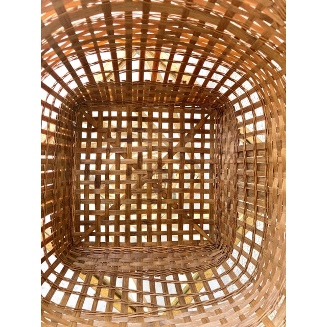 Sienna Mid 20th-Century Nicely-Sized Handwoven Cross Pattern Rattan Market Basket For Sale - Image 8 of 13