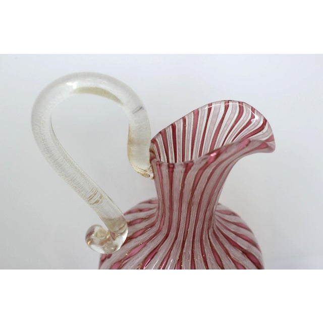 Glass 1950s Latticino Murano Pitcher For Sale - Image 7 of 8