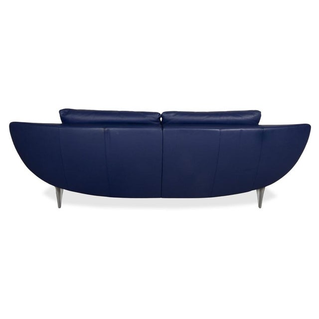 Navy Blue Leather 1600 Three-Seater Sofa with Manual Function from Rolf Benz For Sale - Image 13 of 15