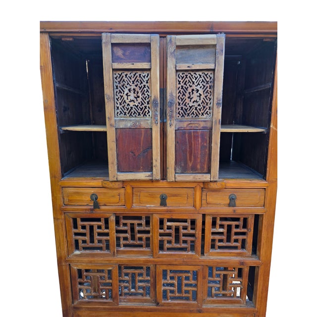 Chinese Antique Chinese Kitchen Cabinet Chinoiserie Asian Storage For Sale - Image 3 of 11