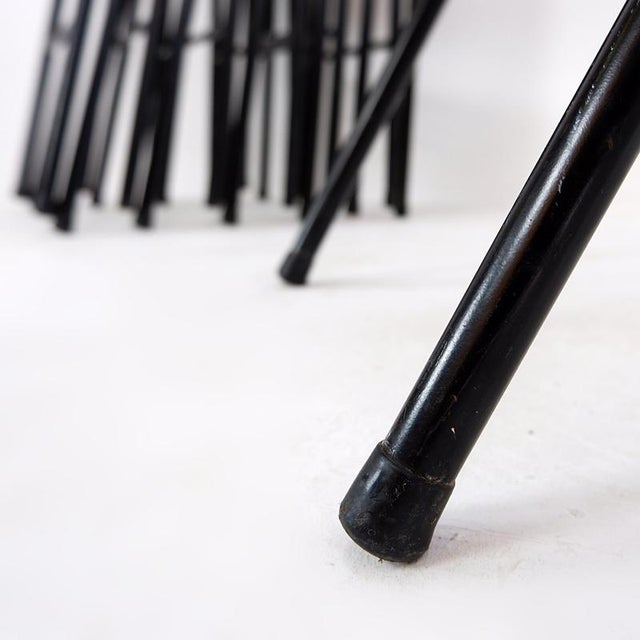 Brown Vintage Folding Chair in Metal and Wood, 1960s, Set of 7 For Sale - Image 8 of 16