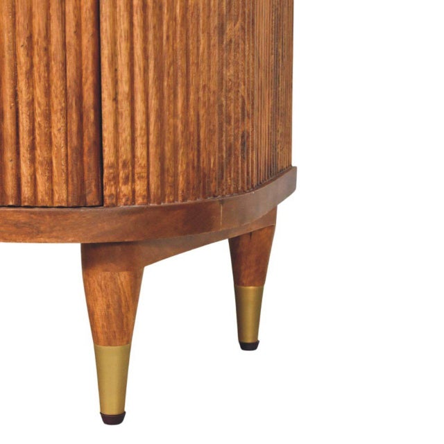 2020s Amber Oak-Finish Mango Wood Ribbed Nightstand For Sale - Image 5 of 8