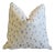 Blue & Silver Animal Cat Spot Linen and Velvet Feather/Down Pillow 24" Square For Sale