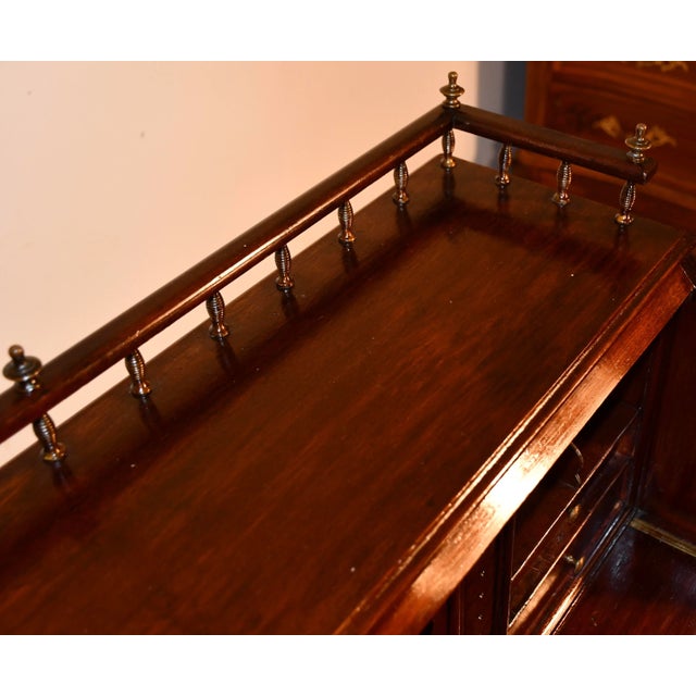 Chippendale 1880s Antique Rj Horner Solid Mahogany Slant Front Secretary Ladies Desk For Sale - Image 3 of 13