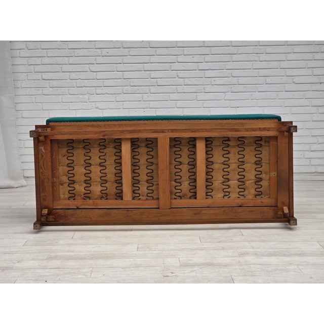 Danish 2-Seater Drop Arm Sofa in Striped Red Wool and Oak, 1950s For Sale - Image 11 of 18