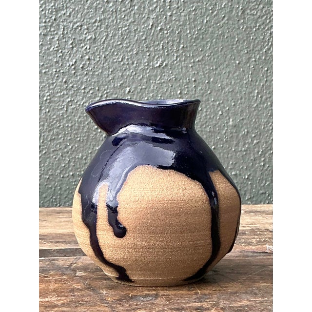 Vintage Original Studio Pottery Drip Glaze Small Pitcher For Sale In West Palm - Image 6 of 12