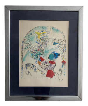 1960s “Le Cirque Au Clown” Plate Signed Lithograph After Marc Chagall, Framed