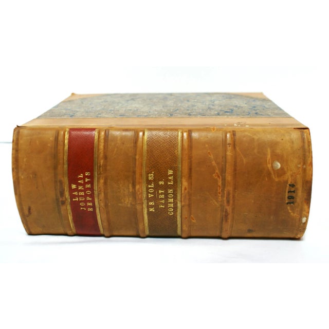 Wonderful old King's Bench Division heavy English leather book for staging your shelves or great for table display. 1914...