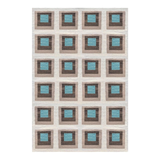 Color Study Handwoven Wool Flatweave 4' x 6' Rug - Monterey For Sale