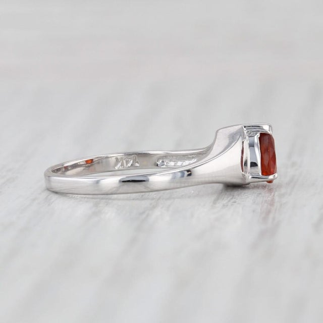 Orange 1980s 0.60ct Pear Orange Tourmaline Solitaire Ring 14k White Gold Size 7 For Sale - Image 8 of 8