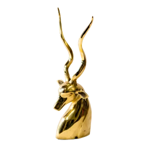 Art Deco Style Brass Antelope Gazelle Bust Sculpture