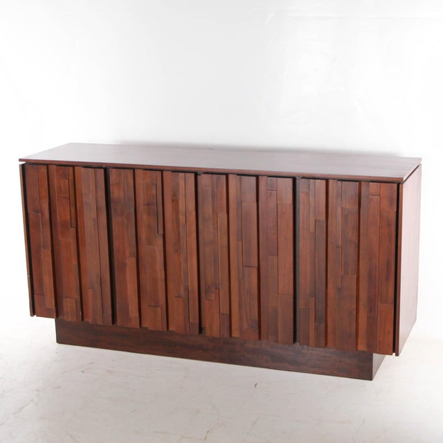 Brutalist Vintage Wooden Graphic Buffet, 1980s For Sale - Image 3 of 18